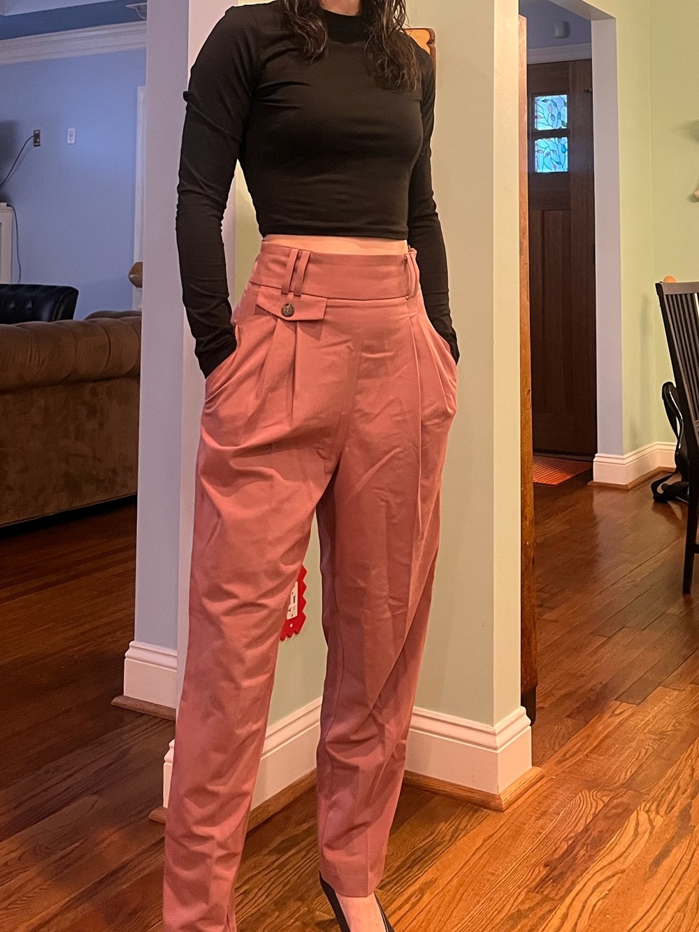 Pinkish mauve high-waist ASOS Design trousers
